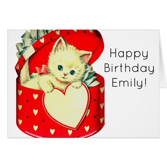 Gato retro Kitty Corazón de Corazón (Anverso (Horizontal))