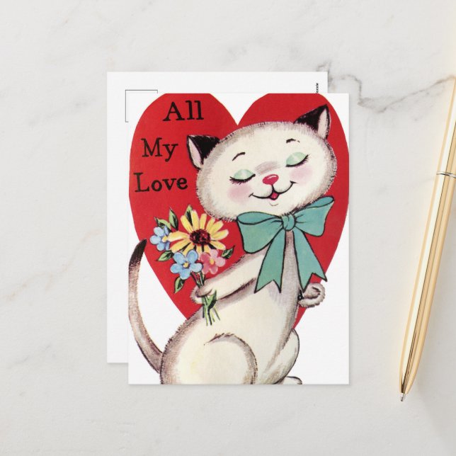 gato retro vintage de Navidad (Anverso/Reverso In Situ)