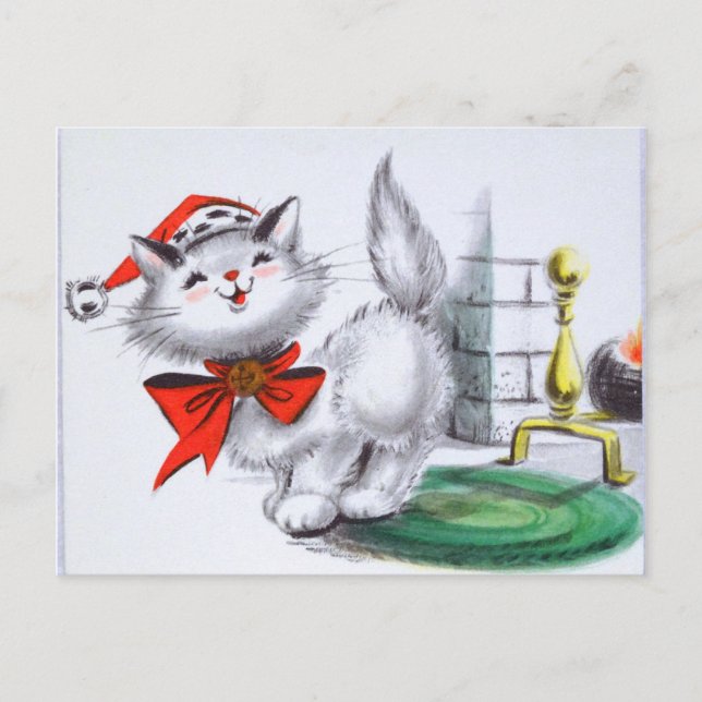 gato retro vintage de Navidad (Anverso)