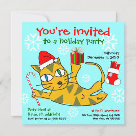 Gato rodante de invitación de fiesta de vacaciones