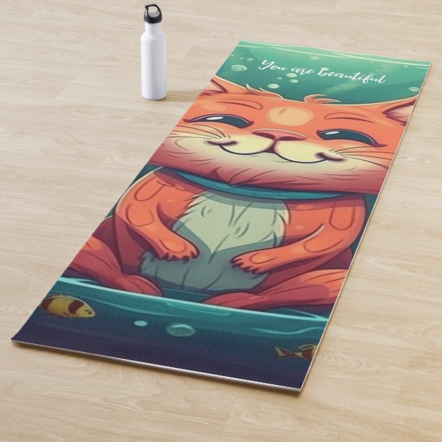 Gato Rojo Sonriente Yoga Mat - Perfecto regalo de  (In situ)