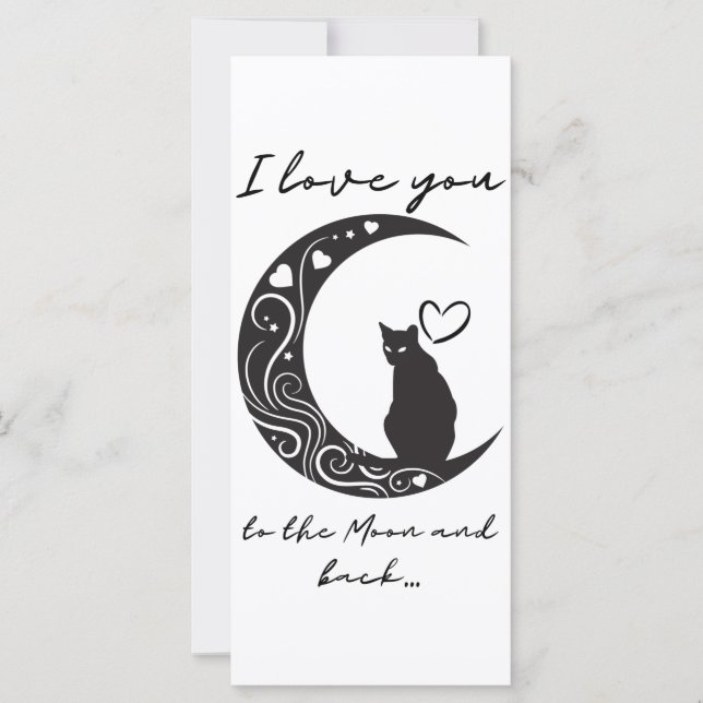 Gato romántico simple Tarjeta de saludo de Relieve (Anverso)