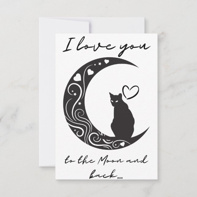 Gato romántico simple Tarjeta de saludo de Relieve (Anverso)