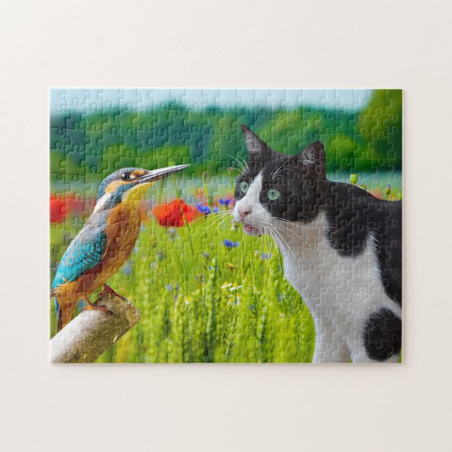 Gato rompecabezas & Pájaro (Horizontal)