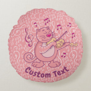 Gato rosa con almohada redonda de violín
