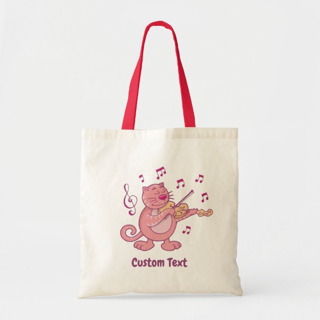 Gato rosa con bolsa de tocador de violín (Frente)