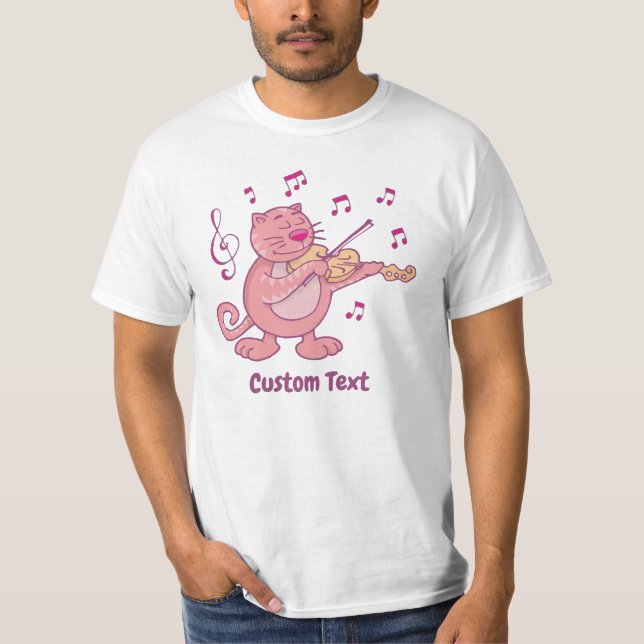 Gato rosa con camiseta violín (Anverso)