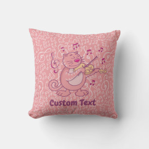 Gato rosa con Cojín decorativo de violín