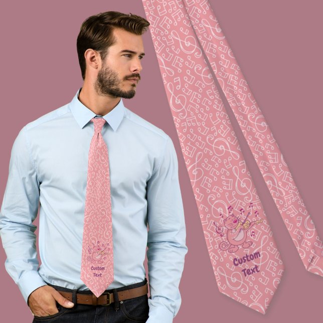 Gato rosa con corbata de cuello de violín (Subido por el creador)