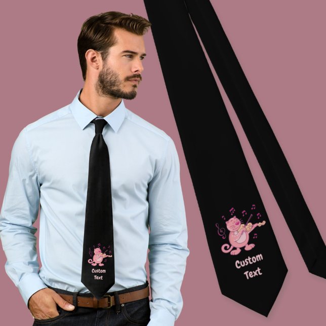 Gato rosa con corbata de cuello de violín (Subido por el creador)