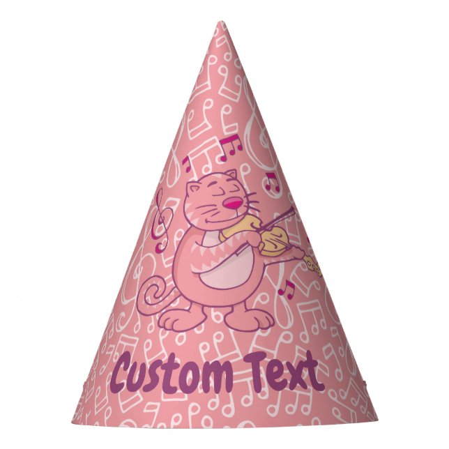 Gato rosa con Gorra Fiesta de violín (Anverso)