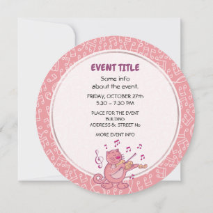 Gato rosa con invitación al violín