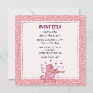 Gato rosa con invitación al violín