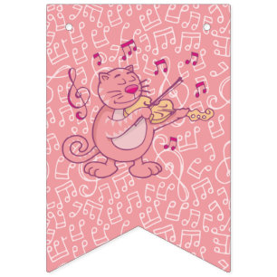 Gato rosado con banderas de conglomerado de violín