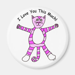Gato rosado "te amo este mucho" imán