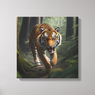 Gato Salvaje en Lienzo de Bosque Dorado