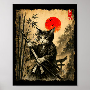 Gato Samurái Arte Japonés Hombres Chicos Gráfico D