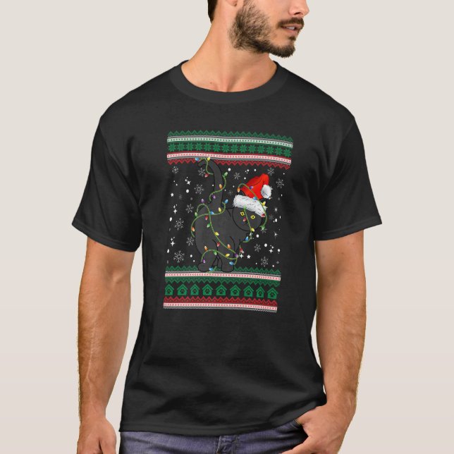 Gato Santa de Suéter de Navidad Feo (Anverso)