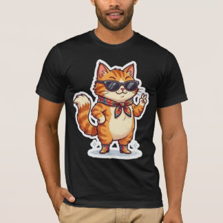 Gato Sassy con Gafas de Sol y Camiseta de Bufanda