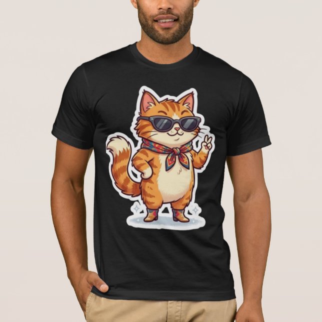 Gato Sassy con Gafas de Sol y Camiseta de Bufanda (Anverso)