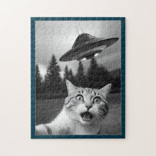 Gato Selfie OVNI Jigsaw Puzzle Funny