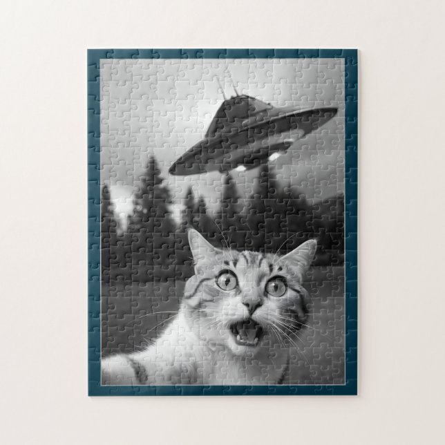 Gato Selfie OVNI Jigsaw Puzzle Funny (Vertical)