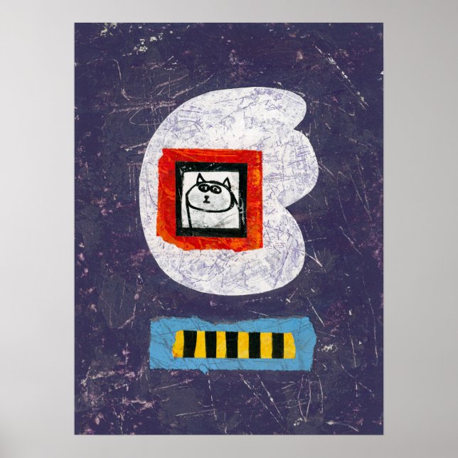 Gato sentado en un libro de fotos Poster arte en p (Frente)