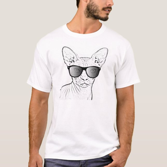 Gato Sfinx con gafas de sol, camisetas (Anverso)