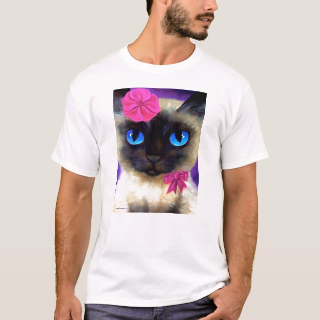 Gato siamés con la camiseta de la flor (Anverso)