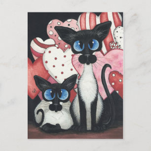 Gato siamés de la tarjeta del día de San Valentín