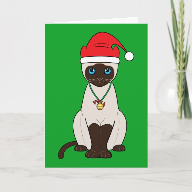 Gato siamés del navidad con el gorra de Santa (Anverso)