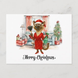Gato siamés Navidad Limpieza en la casa