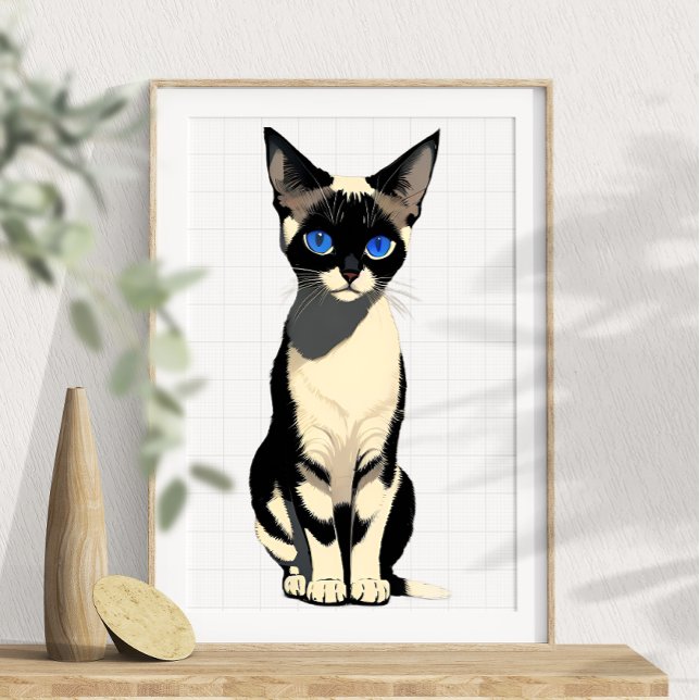 Gato siamés pared arte gato azul ojo amante (Subido por el creador)
