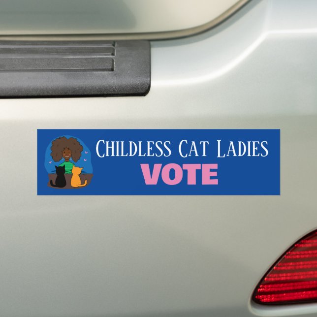 Gato sin hijos Damas Votar Pegatina (en coche)