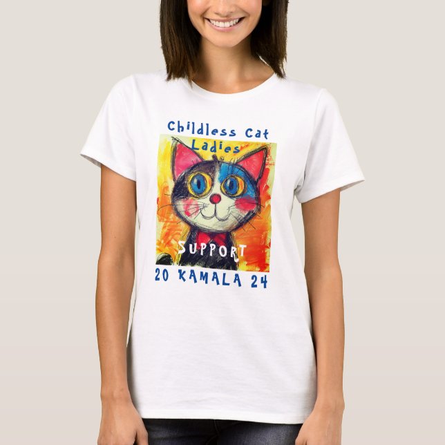 Gato Sin Niños Damas Para La Camiseta De Kamala (Anverso)