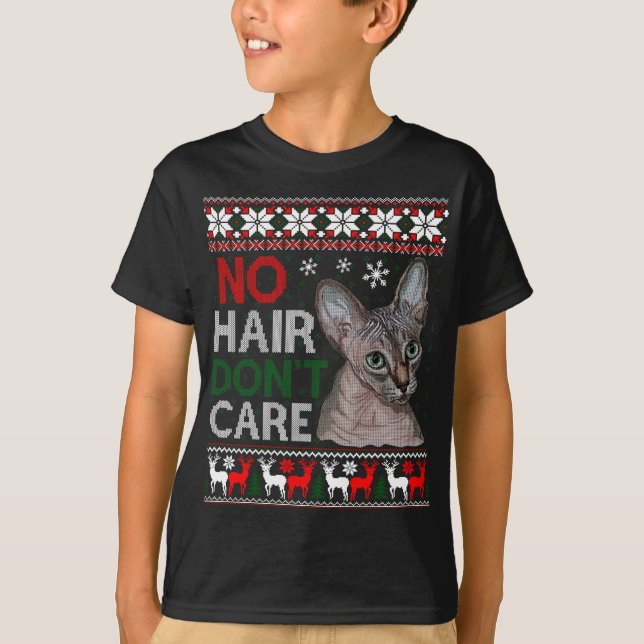 Gato sin pelo Navidades feos suéter gato (Anverso)