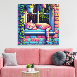 Gato Soñoliento en Alféizar Arte de IA