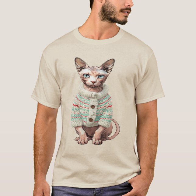 Gato Sphynx en Suéter de Invierno Acogedor - Regal (Anverso)