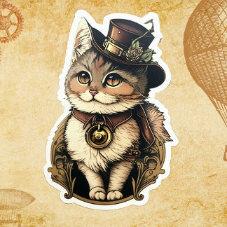 Gato Steampunk Con Pegatina Gorra
