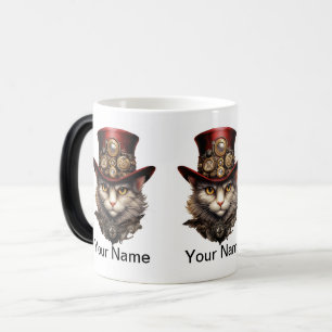 Gato Steampunk con sombrero de copa rojo