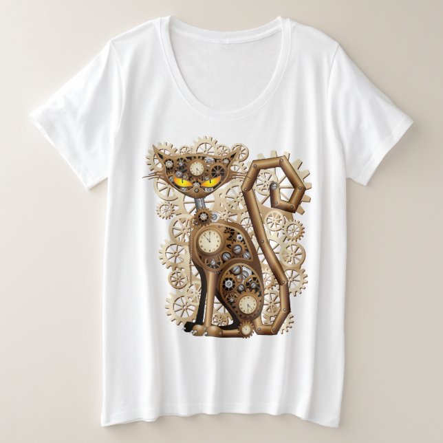 Gato Steampunk Máquina de estilo vintage retro  (Anverso del diseño)