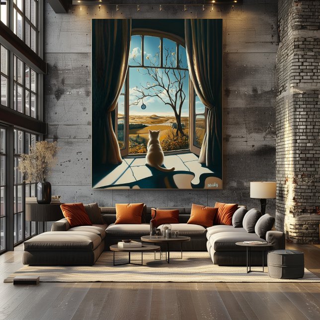 Gato surrealista mirando desde la ventana - Arte s (Subido por el creador)