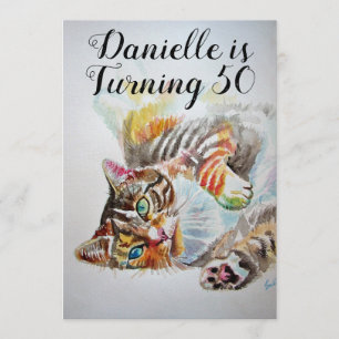 Gato Tabby Invitación a los 50 años