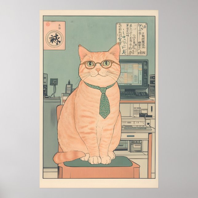 Gato Tabby Programador Arte Ukiyo-e Geek Informáti (Frente)