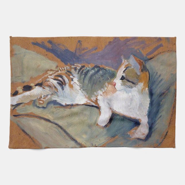 Gato, toalla de cocina de agosto (Horizontal)