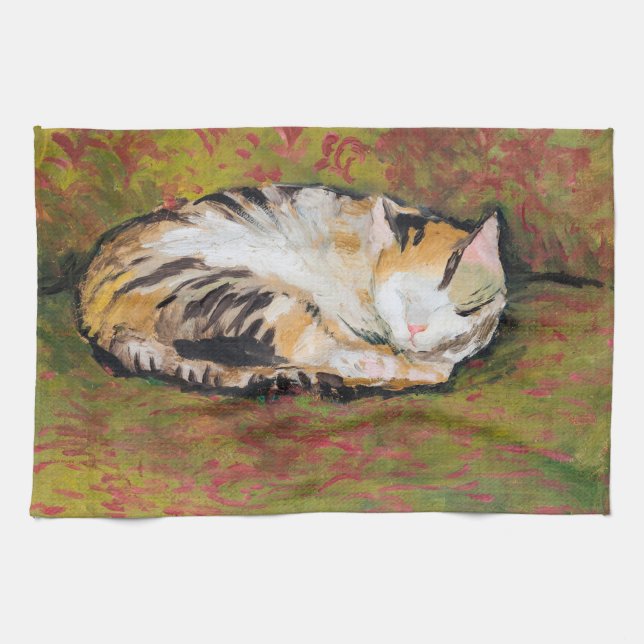 Gato, toalla de cocina de agosto (Horizontal)