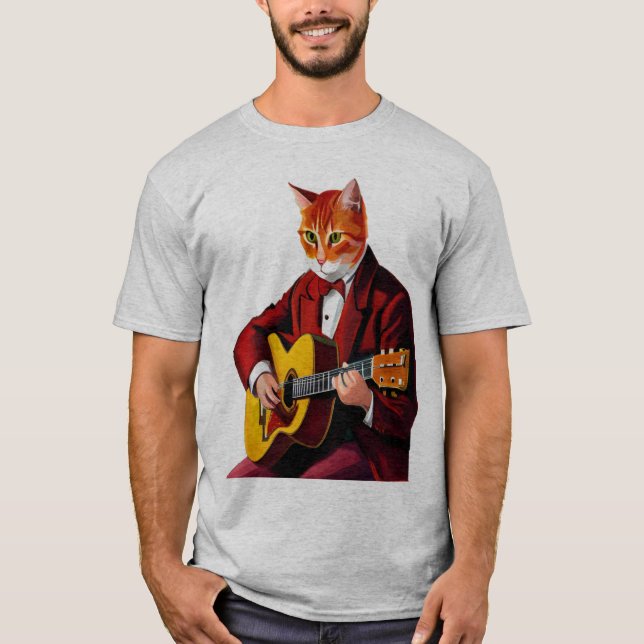 Gato tocando la camisa | gatito masculino tocando  (Anverso)