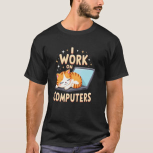 Gato Travieso Trabajo en Computadoras Camiseta