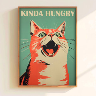 Gato un Poco Hambriento Impresión Arte de Pared de