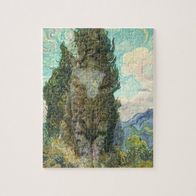 Gato Van Gogh Jigsaw rompecabezas (Vertical)